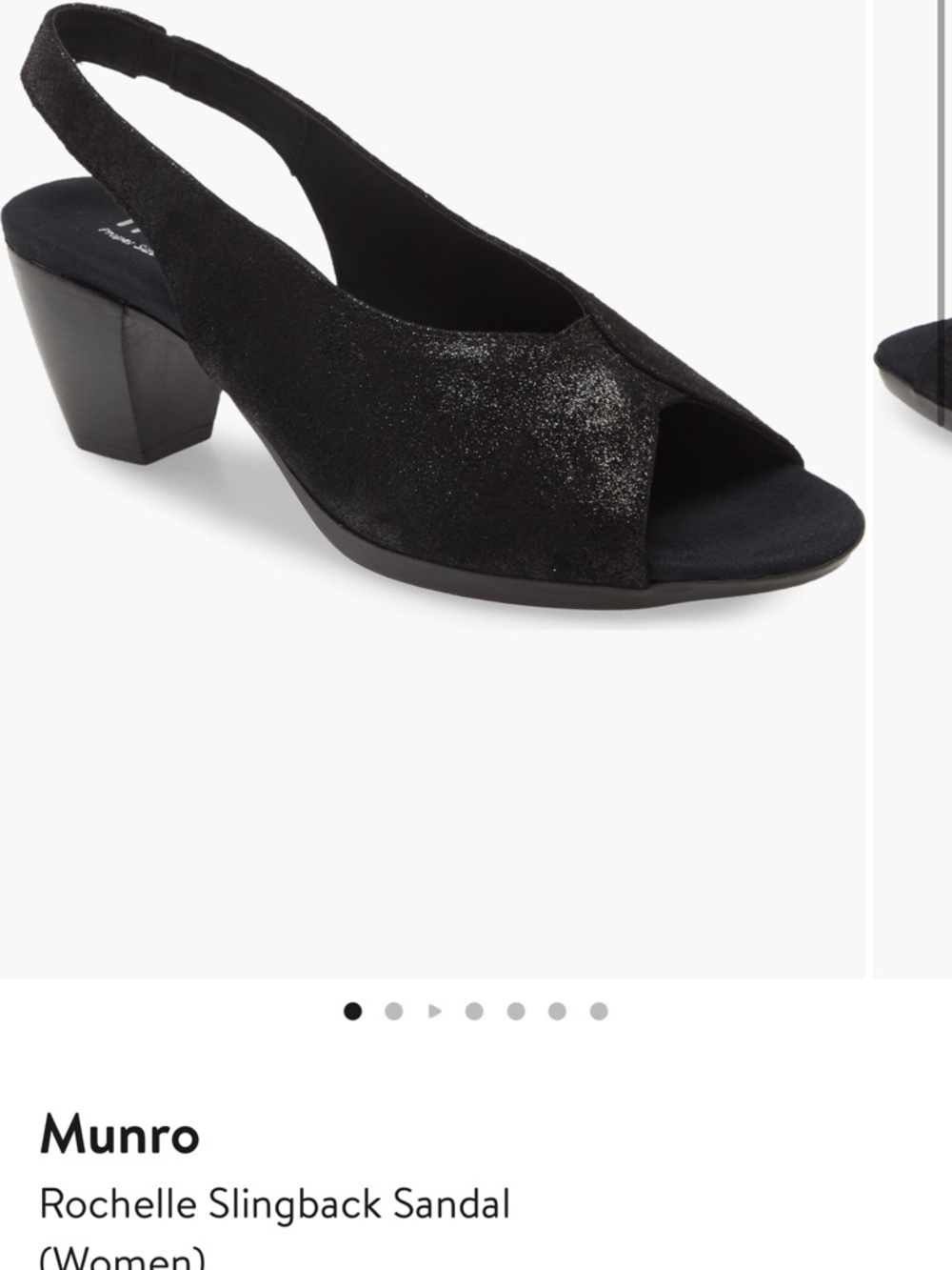 Munro Rochelle Black Peep-Toe Slingback Sandal